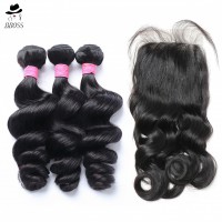 Grey hair top closure brazilian ombre human hair with closure,brazilian human hair weave bundle closure,colored 4/4 closure